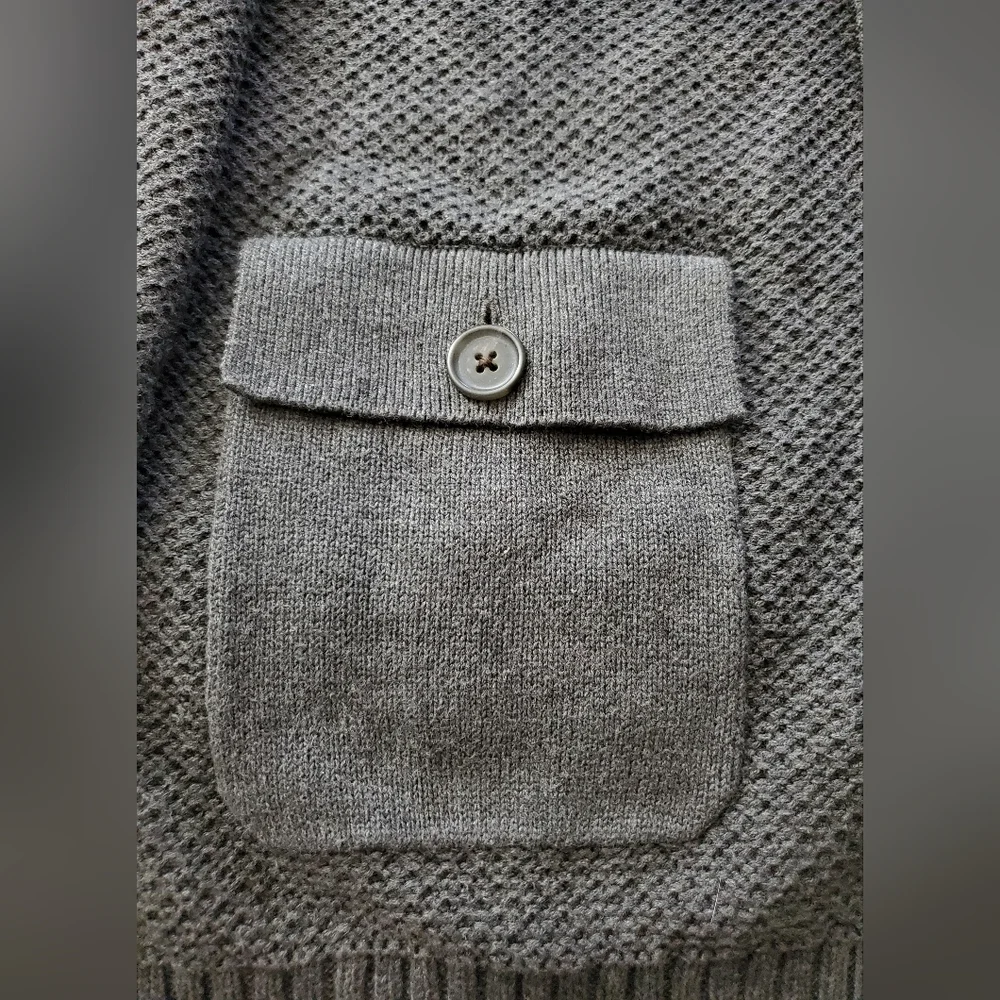 Banana Republic Men's Grey Mock Collar Cardigan Knit Sweater‎ Size XL